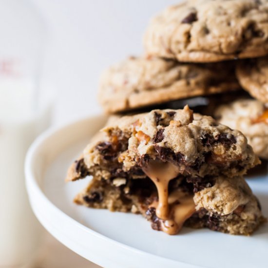 Beer Pretzel Caramel Cookies