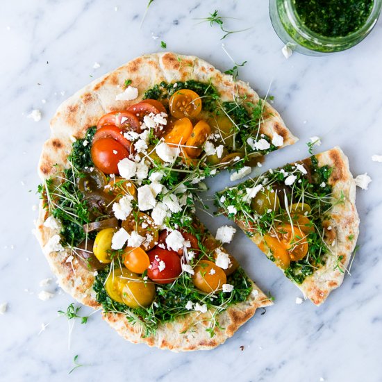 Flatbread w/ Pesto and Greens