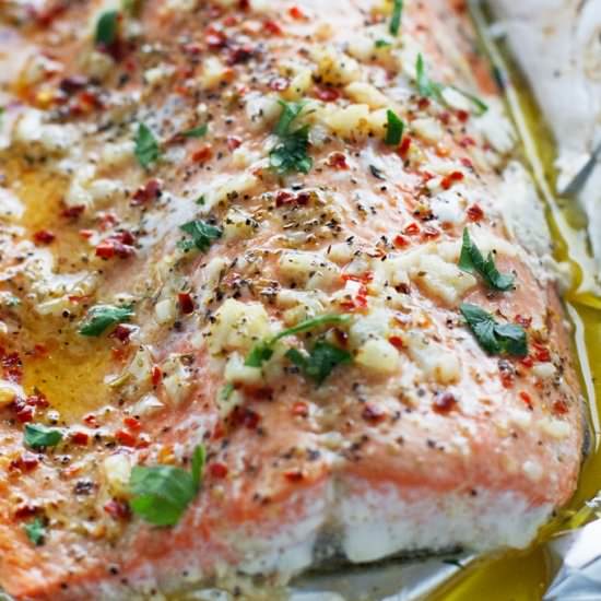 Garlic Butter Baked Salmon in Foil