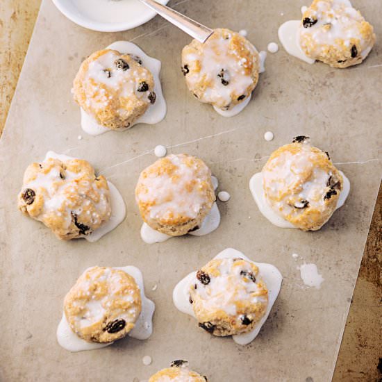 Cinnamon Raisin Biscuits With Glaze