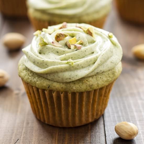 Pistachio Green Tea Cupcakes