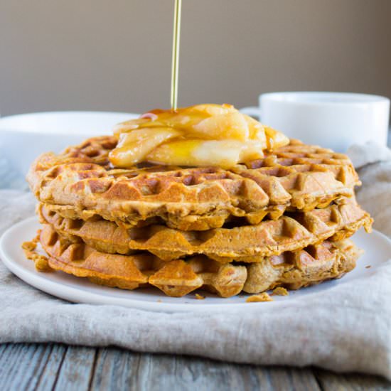 Chai Waffles with Sautéed Pears