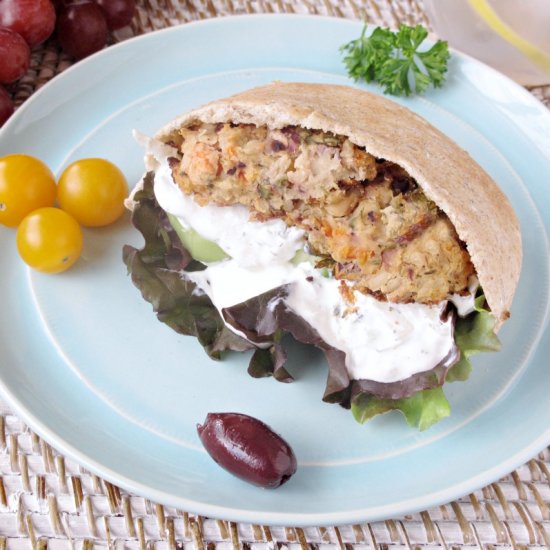 Greek Style Falafel Pitas