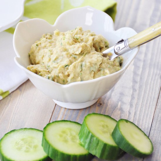 Cannellini Bean Dip on Cucumbers