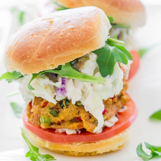 Crab Cake Sliders with Coleslaw