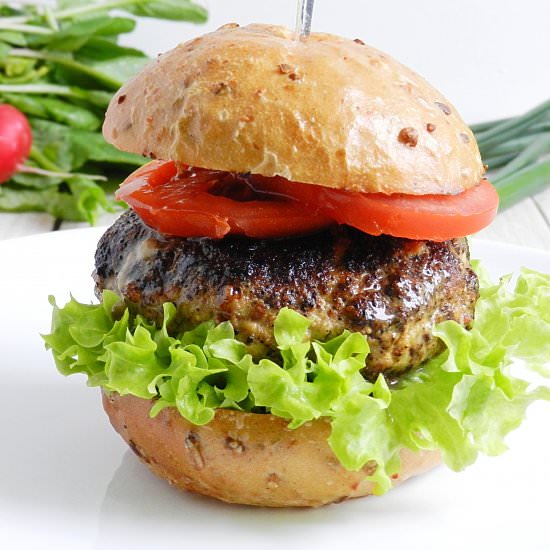 Turkey Burger with Coffee Crust