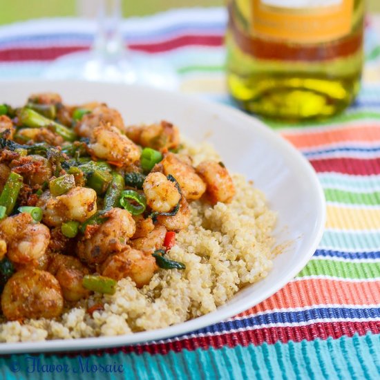 Spicy Pesto Shrimp Primavera