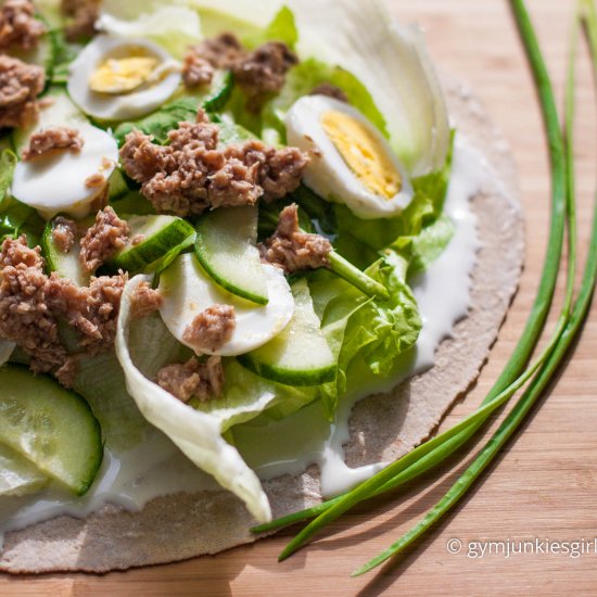 Tortilla with Tuna, Eggs & Cucumber