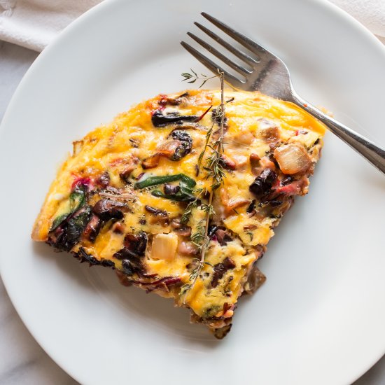 Mushroom and Red Spinach Frittata