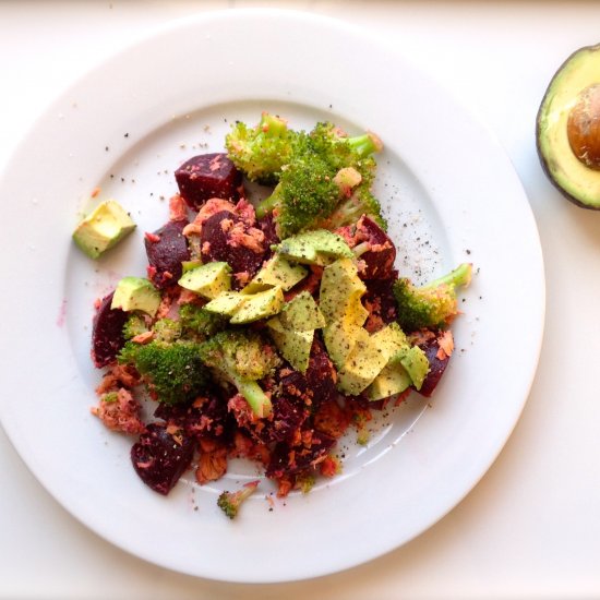 Beets Broccoli Salmon & Avocado