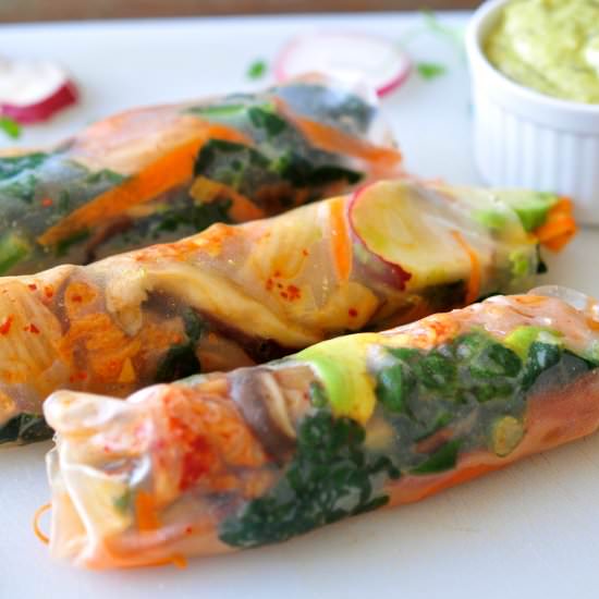 Kimchi Kale Spring Rolls