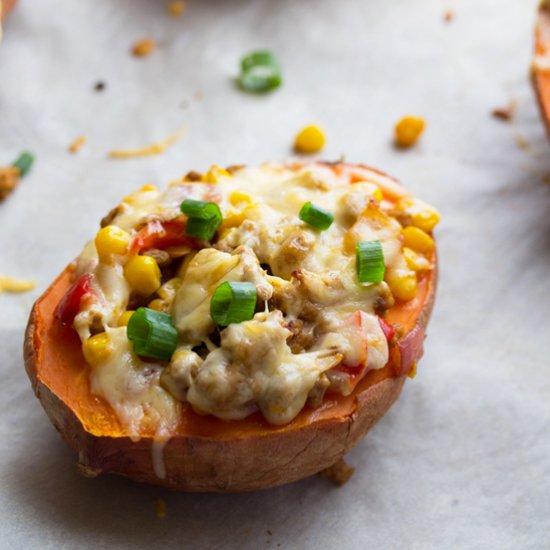 Turkey Corn Sweet Potato Boats