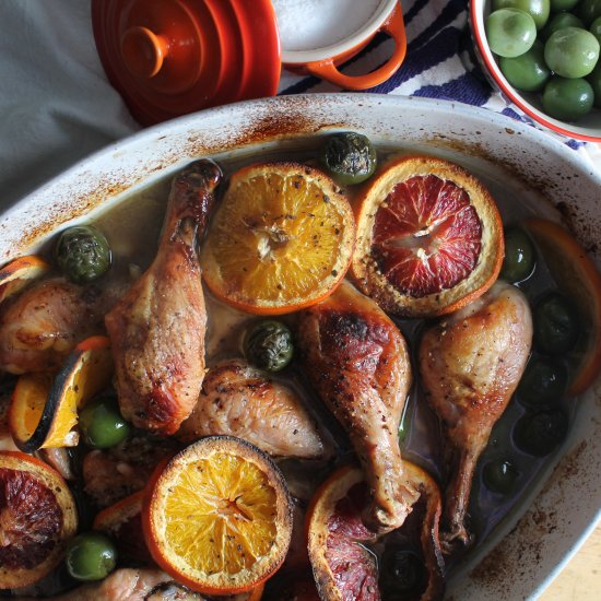 Roast Chicken with Oranges + Olives