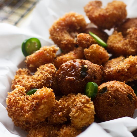 Cajun Popcorn Shrimp & Hushpuppies