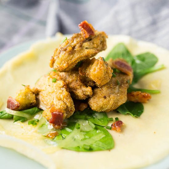 Cornmeal fried oyster crepe