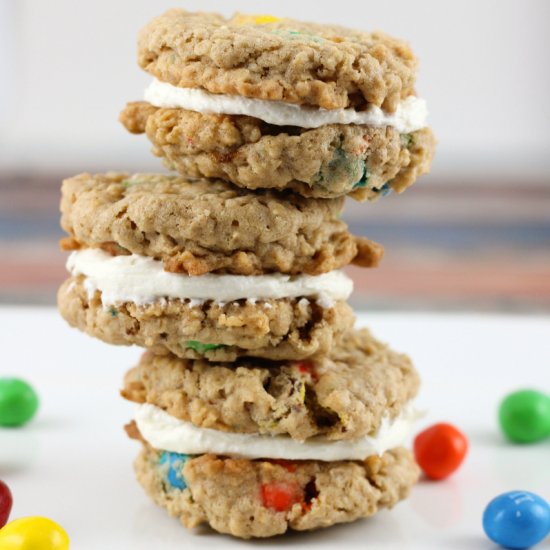 M&M Oatmeal Cookie Sandwiches