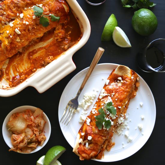 Kimchi Pork Enchiladas