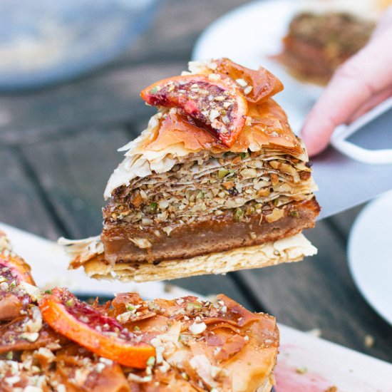 Blood Orange Baklava Cake