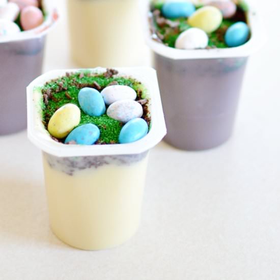 Easter Egg Hunt Pudding Cups