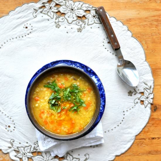 Rhubarb & Red Lentil Soup