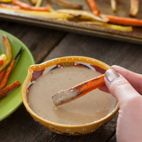 Parsnip Fries with Tahini Sauce