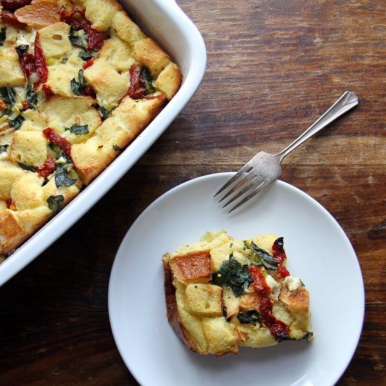 Sun-Dried Tomato and Chard Strata