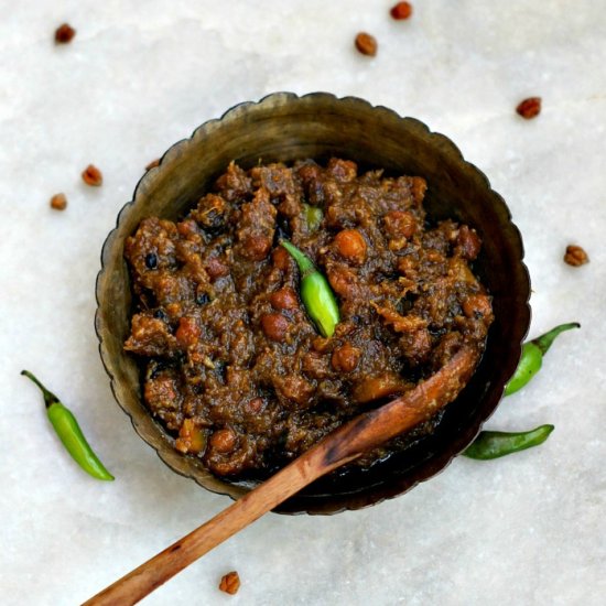 Pumpkin chutney with black chickpea