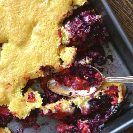 Mixed Berry Spoon Cake