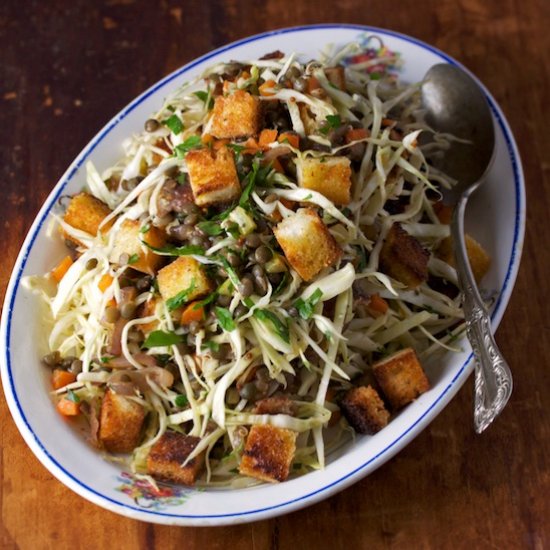 Lentil, Cabbage and Bacon Salad