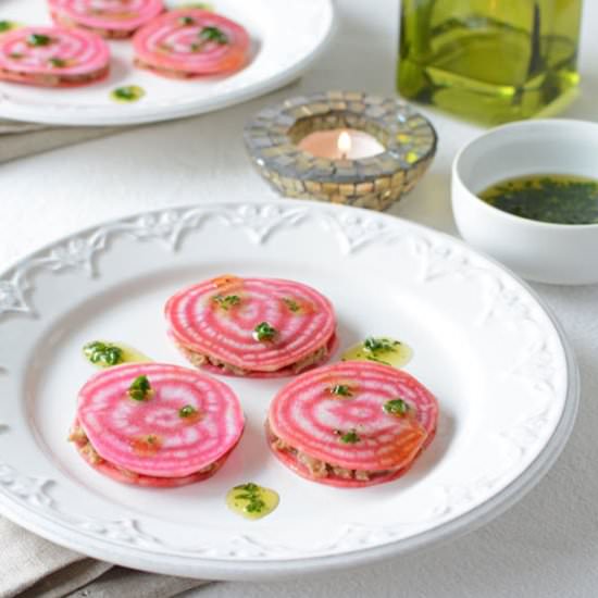 Raw Candy Striped Beet Ravioli