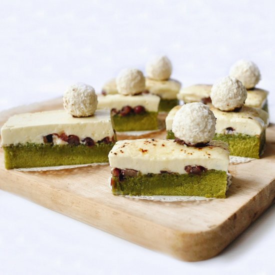 Vanilla Matcha Azuki Cheesecake