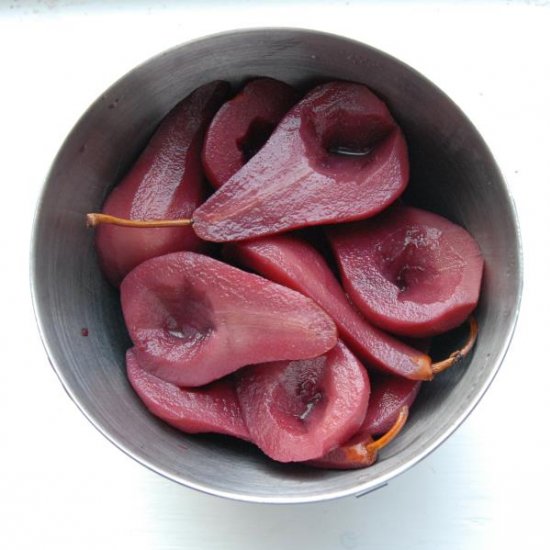 Red Wine Poached Pears