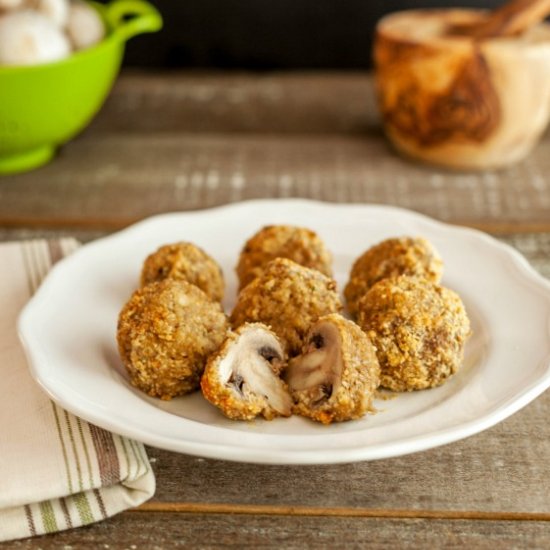 Crisp Oven Fried Garlic Mushrooms