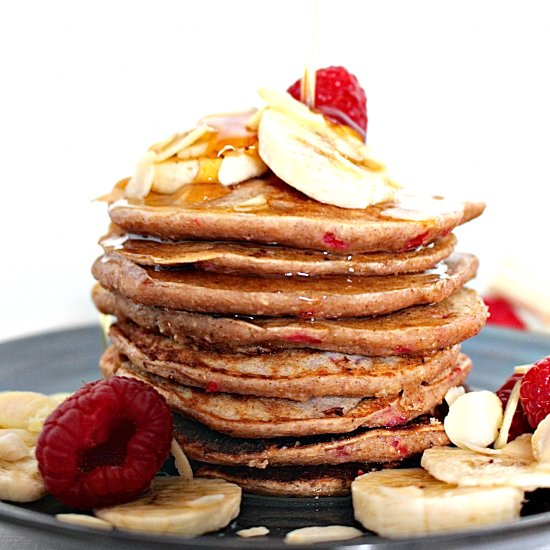 Banana and Raspberry Pancakes