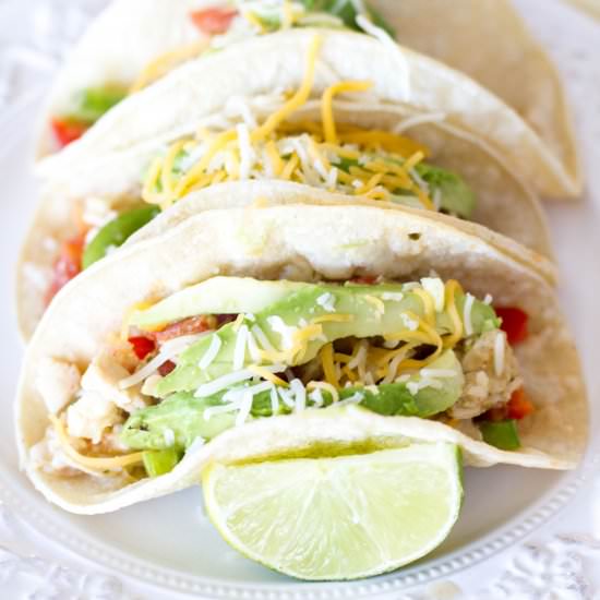 Crockpot Salsa Verde Chicken Tacos