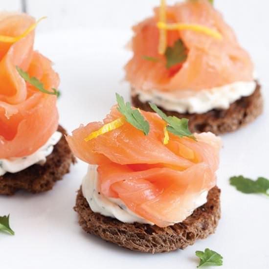 Smoked Salmon and Herb Cheese Toast