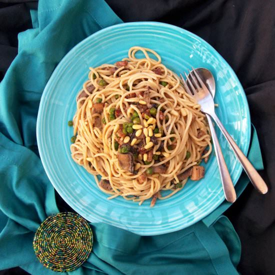 Mushrooms and Sweet Peas Pasta