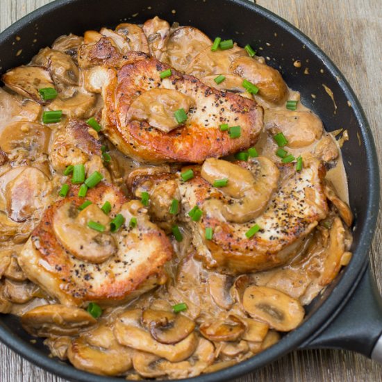 Pork Chops in Brandy Mushroom Sauce