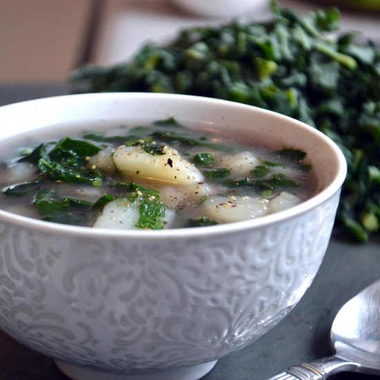 Bright Green Kale with Purple Broth