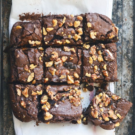 Walnut Brownies with Sea Salt