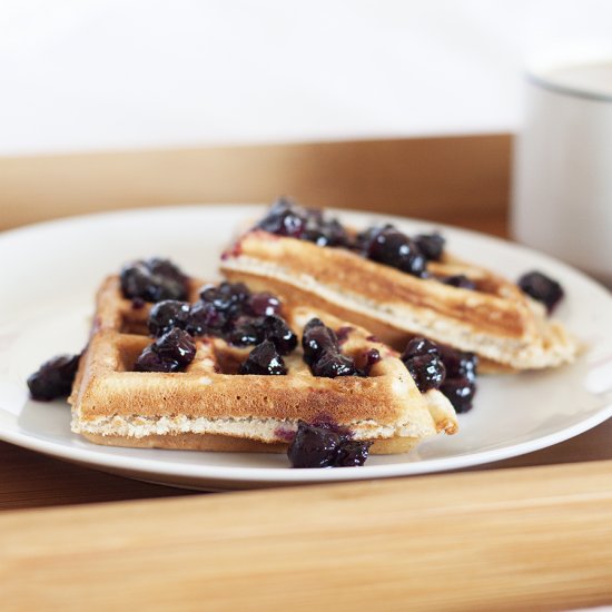 Homemade Waffles & Blueberries