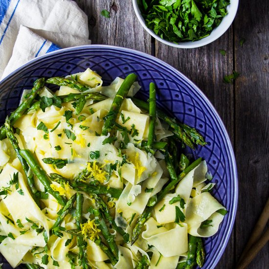 Pappardelle with Asparagus & Cream