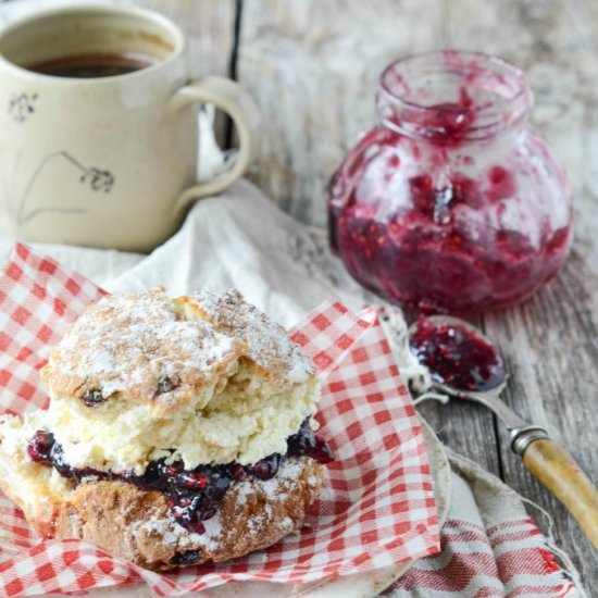 Raspberry and blueberry jam