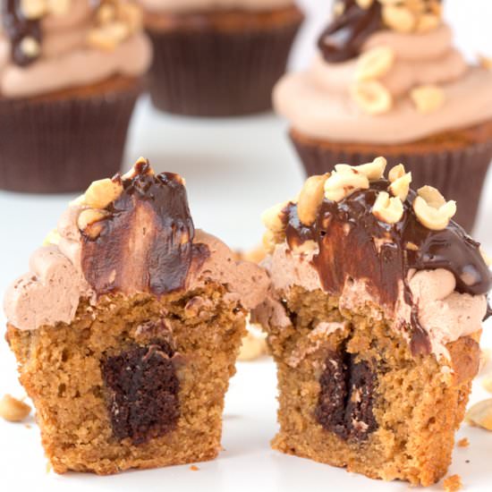 GF Choc Peanut Banana Cupcakes