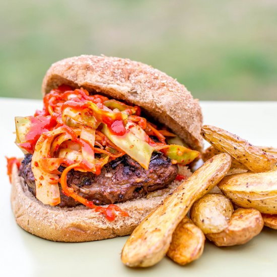 Bulgogi Burgers with Kimchi Slaw