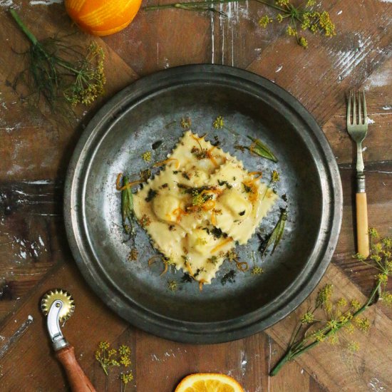 Bee Pollen and Wild Fennel Ravioli