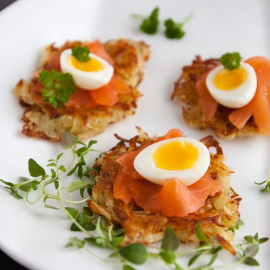 Soft Boiled Quail Eggs and Salmon