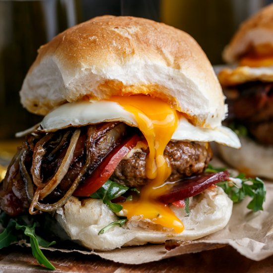 Drunken Aussie Beef Burgers