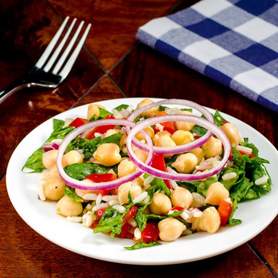 Chickpea, Rice, and Spinach Salad