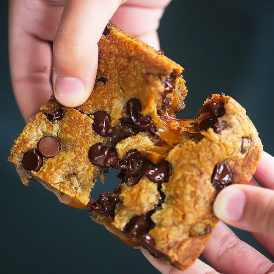 Salted Caramel Stuffed Cookie Bars